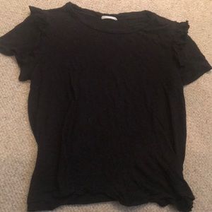 simple black tshirt with shoulder detail